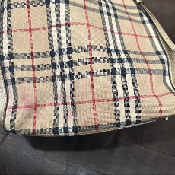 💯 Authentic RARE Burberry Canterbury Horseferry Check Tote Gold Purse Handbag - Picture 14 of 17